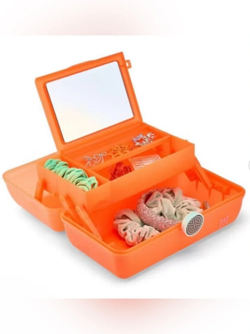Caboodles On The Go Girl I Love Retro Makeup Travel Mirror Case Peach/Orange NWT